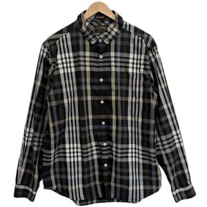 7 Diamonds Dark Plaid Long Sleeve Button Down Shirt Mens Size XL Stretch Cotton